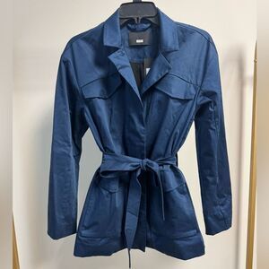 Away Travel Utility Jacket Packable Blazer with Ties Navy Blue Coat S New